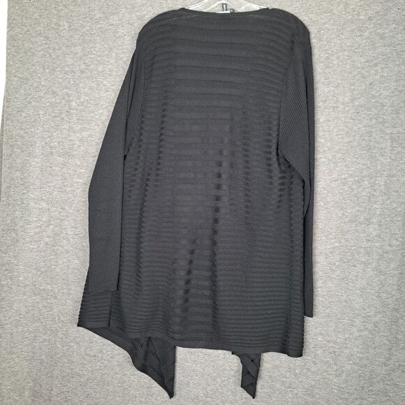 Eileen Fisher XL Black 100% Merino Wool Open Front Cardigan Italian Yarn - Picture 2 of 10